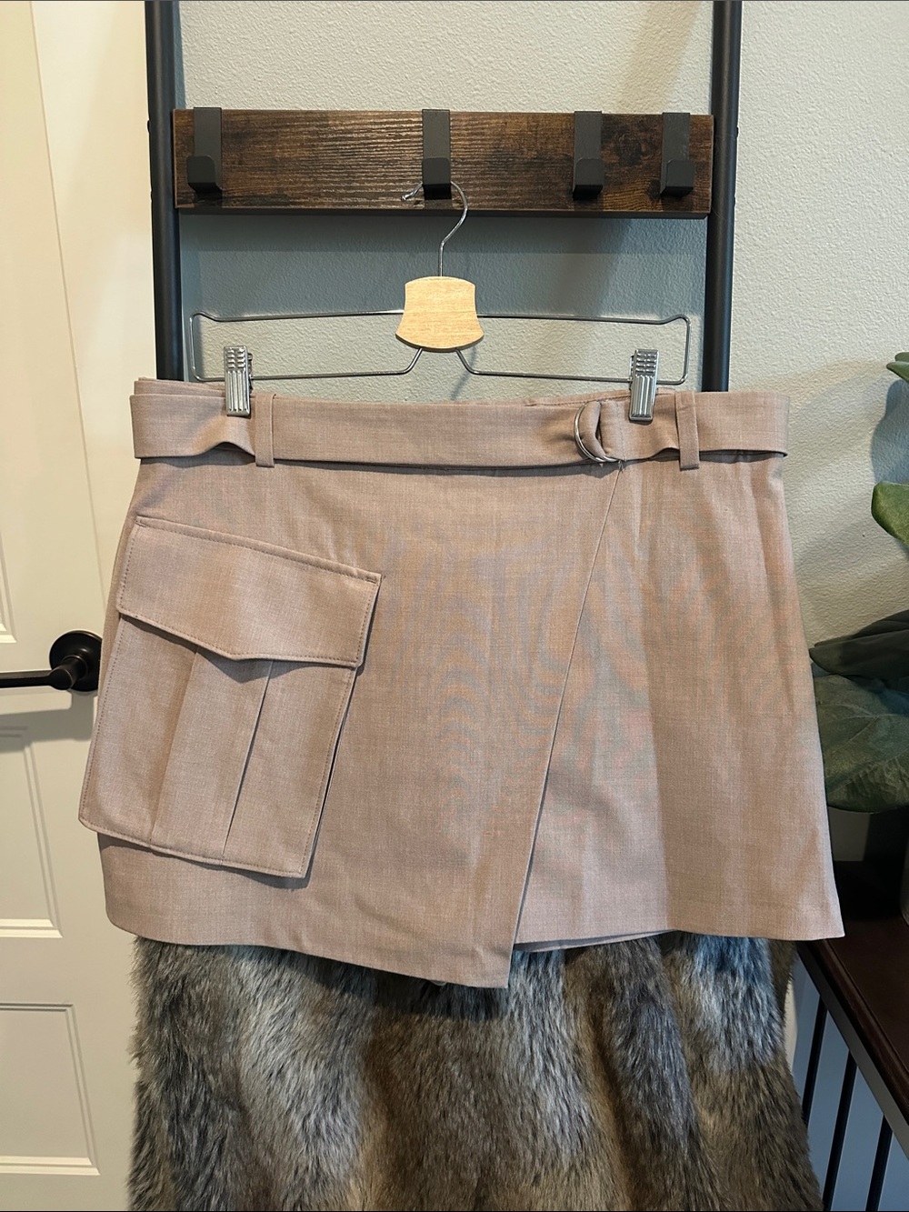 Abercrombie & Fitch Utility Taupe Wrap-Front Mini Skirt/Skort with Cargo Pocket